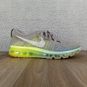 Nike Air Max Flyknit Running Shoes Women's Size 8 Athletic Sneakers Gray‎ Neon